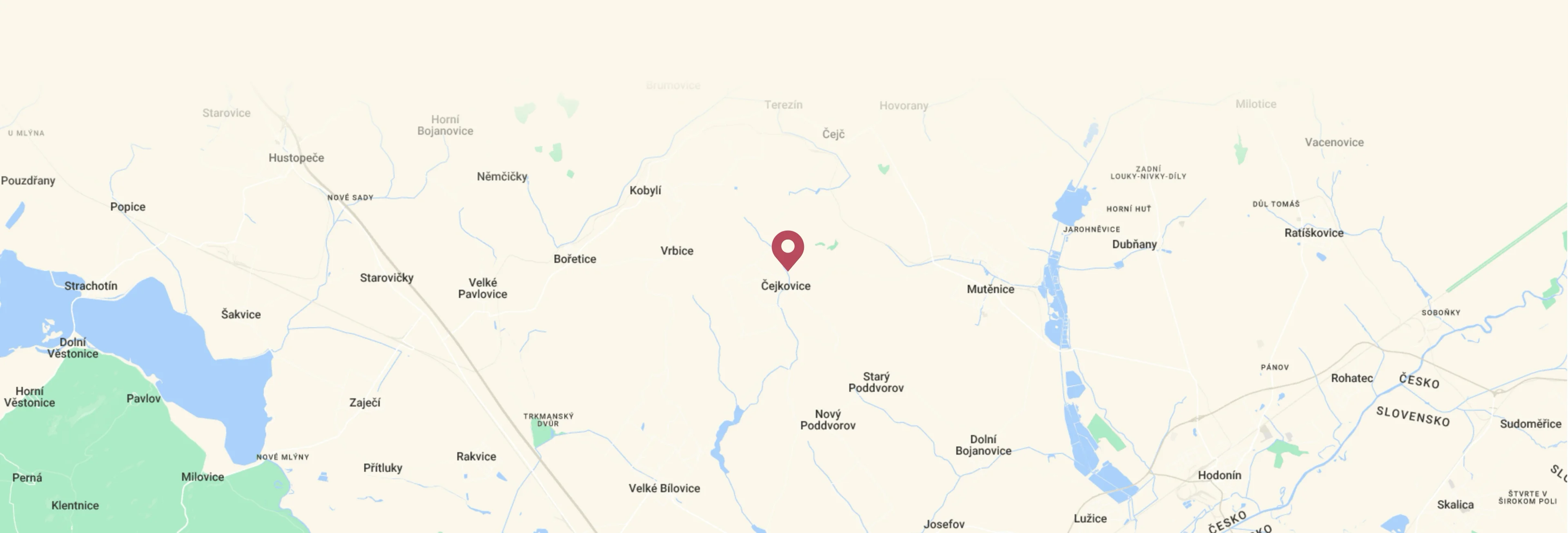 Mapa cukrárny v Čejkovicích